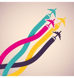Background with colorful airplanes vector image