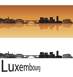 Luxembourg skyline in orange background vector image