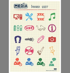 Media and business icons set vector image