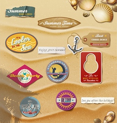 Summer Design Elements on sand background vector image