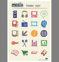 Media and business icons set vector image