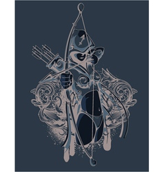 Vintage t-shirt disign with warriror vector image