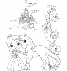 Princess and unicorn vector image
