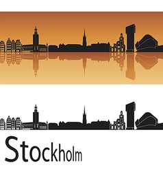 Stockholm skyline in orange background vector image