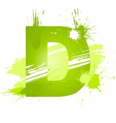 Paint splashes font letter d vector image