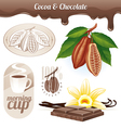 Set - cocoa beans and chocolate vector image