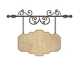Wooden sign with place for text floral forging vector image