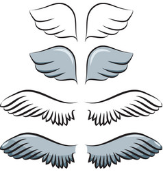 Set of cartoon wings vector image