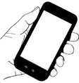 Hand holding mobile phone vector image
