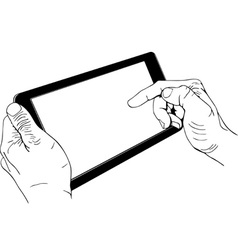 Hands holding digital tablet pc vector image