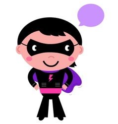Cute superhero boy with speech bubble vector image