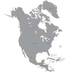 Grey North America map vector image