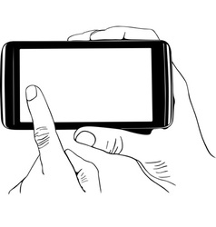 Hands holding digital tablet pc Hands holding digital tablet pc vector image