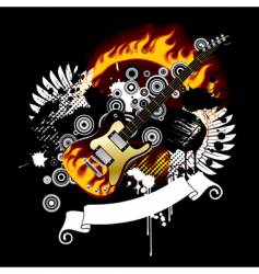 Black background with a guitar vector image
