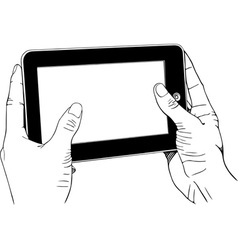 Hands holding digital tablet pc Hands holding digital tablet pc vector image