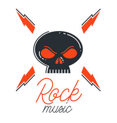 Skull in hard rock music logo or emblem Royalty Free Vector