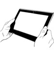 Hands holding digital tablet pc vector image