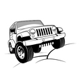 Monochrome detailed cartoon off-road jeep vector image