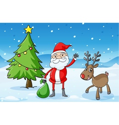A reindeer and santaclause vector image