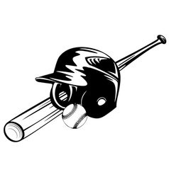 Bbaseball helmet ball and bat vector image