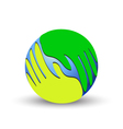 Green hands over the world vector image