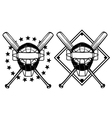 Baseball mask and crossed bats vector image
