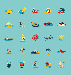 Summer beach retro icons background set Summer beach retro icons background set vector image
