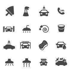 Black car wash icons set Black car wash icons set vector image