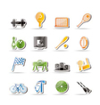 Simple sports gear and tools icons vector image