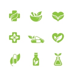 Herbal medicine icons set vector image
