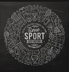 Hand drawn set of sport cartoon doodle vector image
