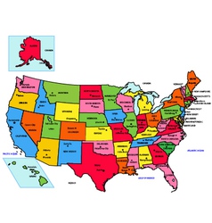 USA 50 States with State Names vector image