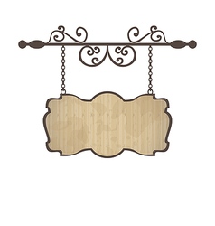 Wooden sign with place for text floral forging vector image
