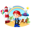 A pirate at the beach vector image