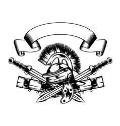 Helmet and swords vector image