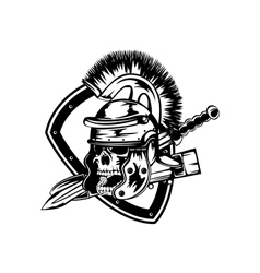 Skull in legionary helmet vector image