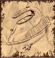 Old smoothing iron on vintage background vector image