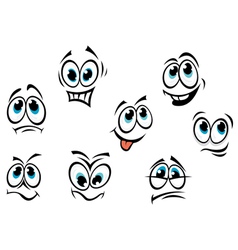 Comics cartoon faces set vector image