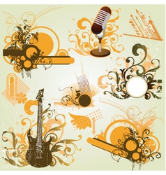 Vintage retro music elements vector image