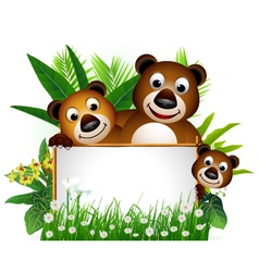 Funny brown bear family vector image