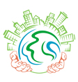 Earth globe in people hands vector image