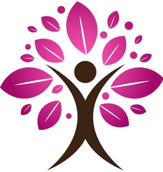 Human figure with leaves showing the connection be vector image