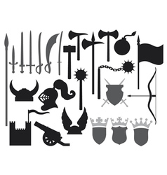 Medieval weapons icons vector image