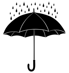 Umbrella and rain silhouettes vector image