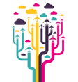 Background with colorful airplanes vector image