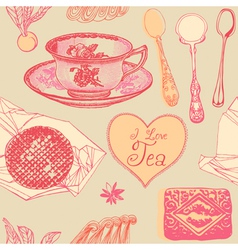 Vintage Love Tea Pattern vector image
