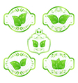 Set of green ecological labels with leaves vector image