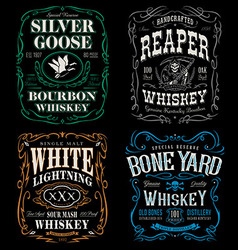 Whiskey label t-shirt graphic set vector image