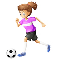 A lady playing soccer vector image