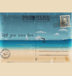 Vintage summer vacation postcard vector image